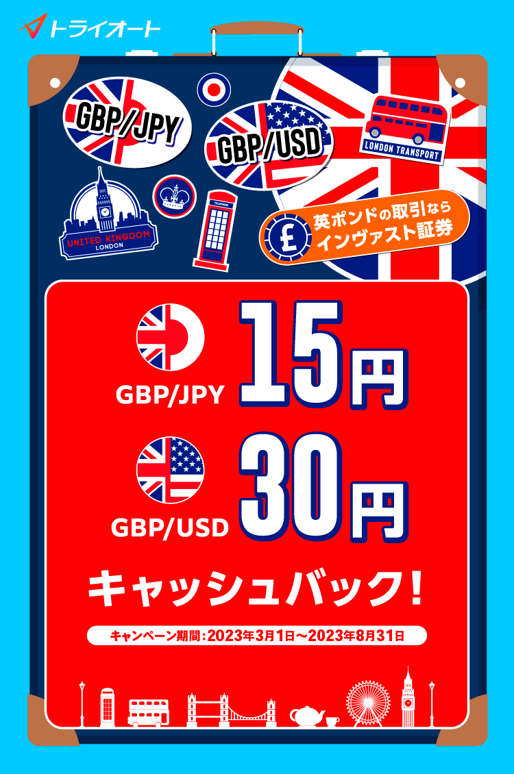 トライオートFX ポンド円・ポンド米ドル取引キャッシュバックキャンペーン